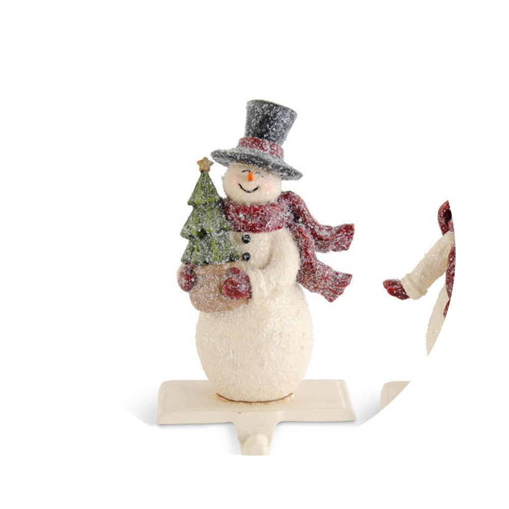 Glittered Vintage Snowmen Stocking Holder  K&K Tree  